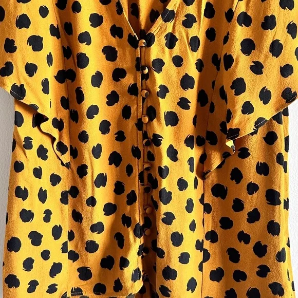 MadeWELL Carmelina Flutter-Sleeve Top | Painted Spots Egyptian Gold | Size 0 | - Picture 7 of 14